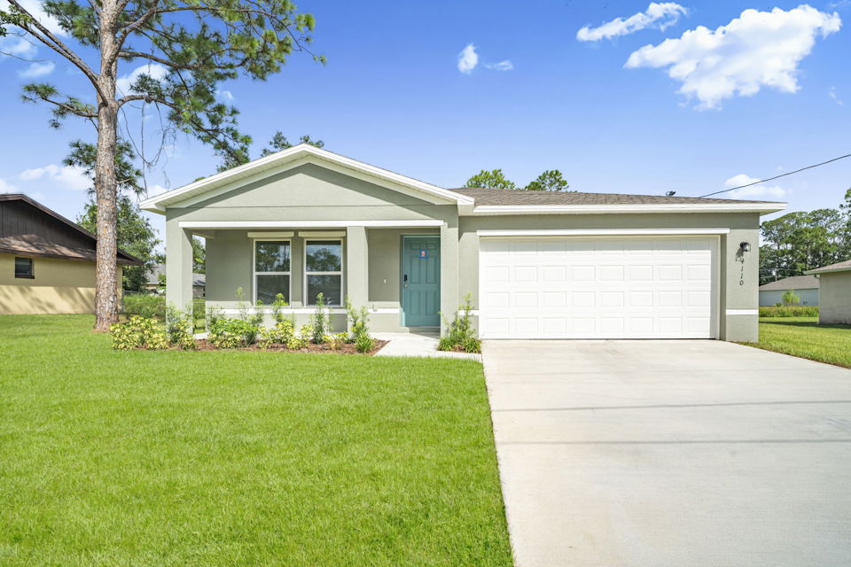 A house with a garage.