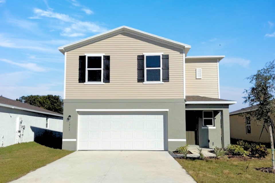 A house with a garage.