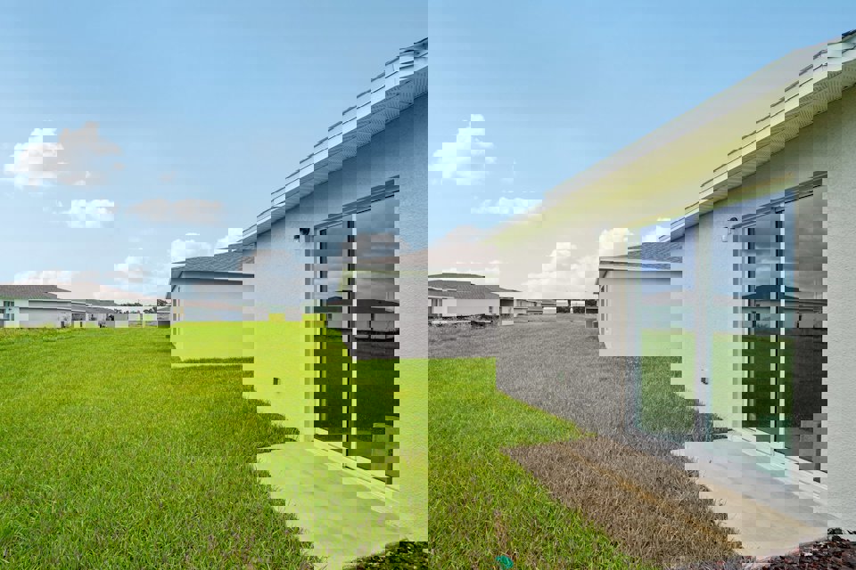 A house with a glass front.