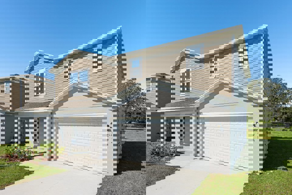 A house with a garage.