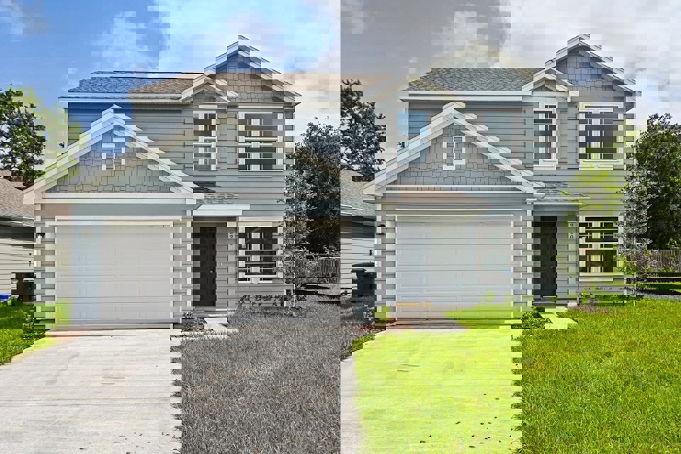 A house with a garage.