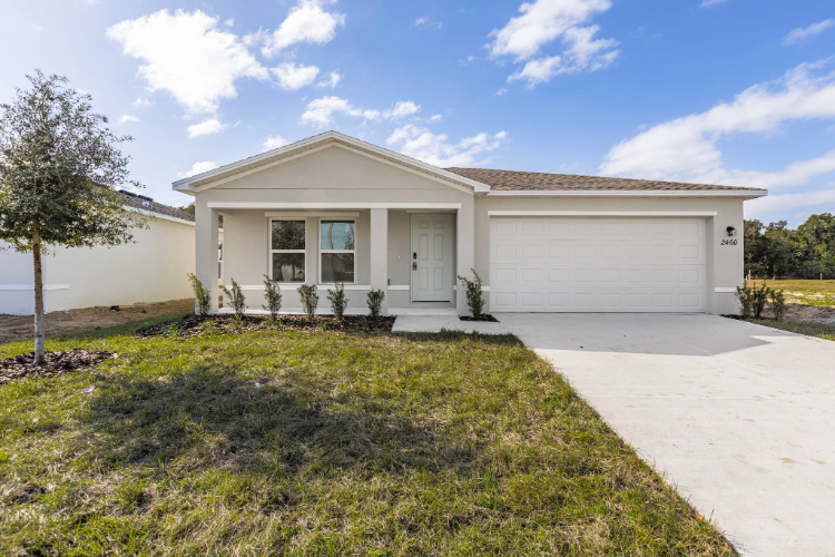 A house with a garage.