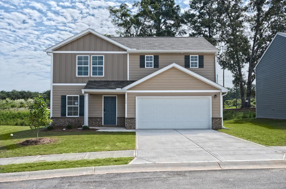 A house with a garage.
