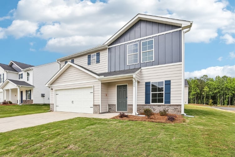 A house with a garage.