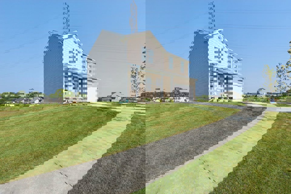 A house with a lawn.