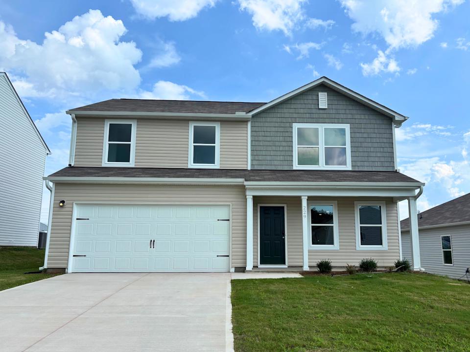 A house with a garage.